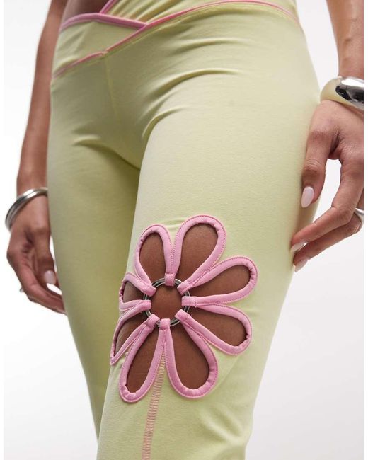 I.AM.GIA Metallic Daisy Cotton Rich Contrast Floral Cutout Flared Trousers Co-ord