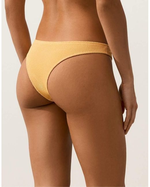 Oysho Brown U-Cut Crinkle Brazilian Bikini Briefs