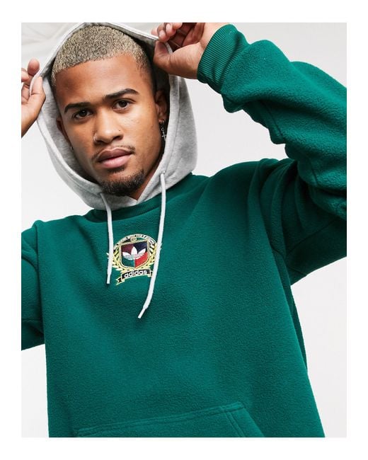 Adidas Originals Green Hoodie With Collegiate Crest for men