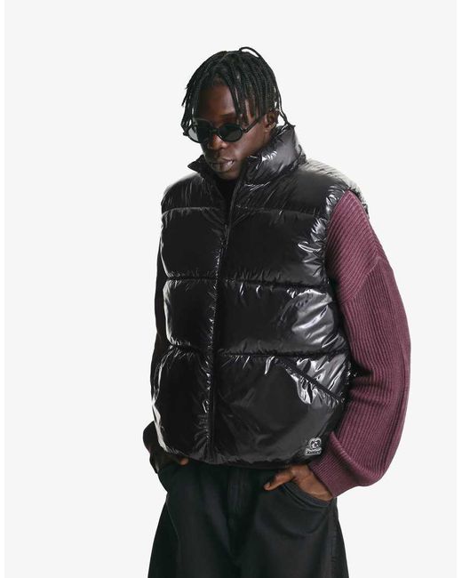 Bershka Black Puffer Gilet for men