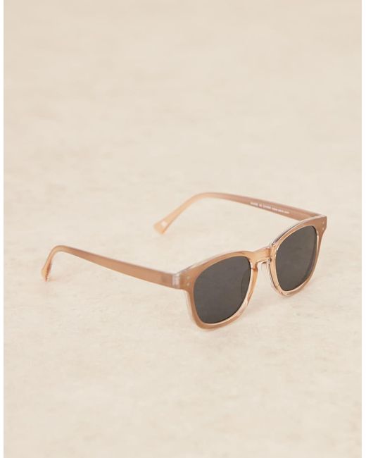 ASOS Rectangle Sunglasses With Smoke Lens And Milky Brown Frame for men