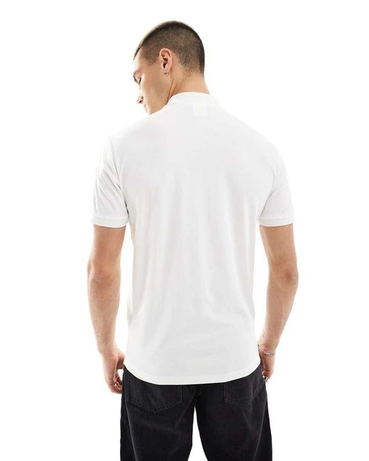 SELECTED White Half Zip Polo for men