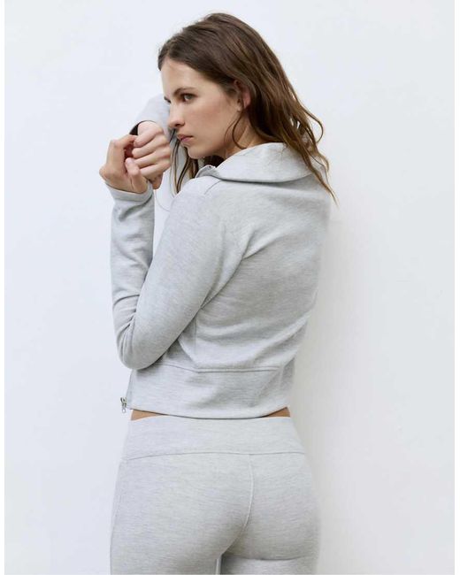 Pull&Bear Gray High Neck Interlock Jacket