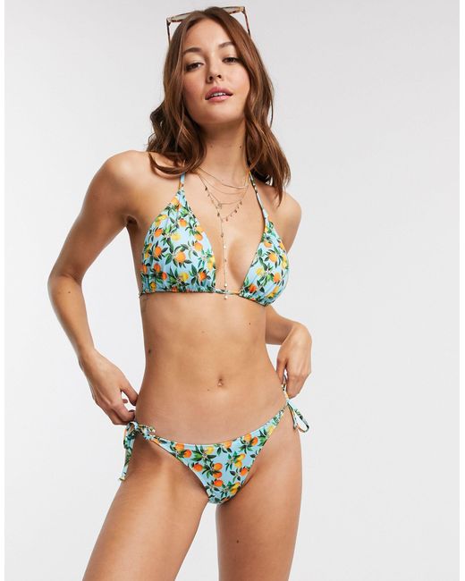 French Connection Multicolor Tropical Fruit Tie Bikini Bottoms