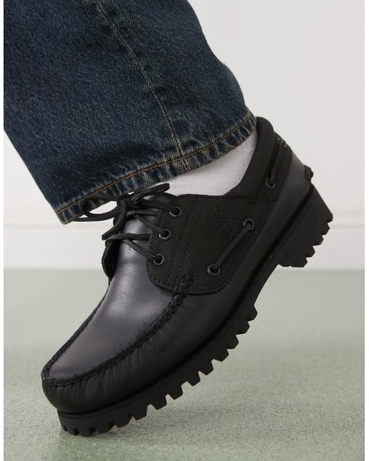 Timberland Authentic – bootsschuhe aus em leder mit drei ösen in Blue für Herren