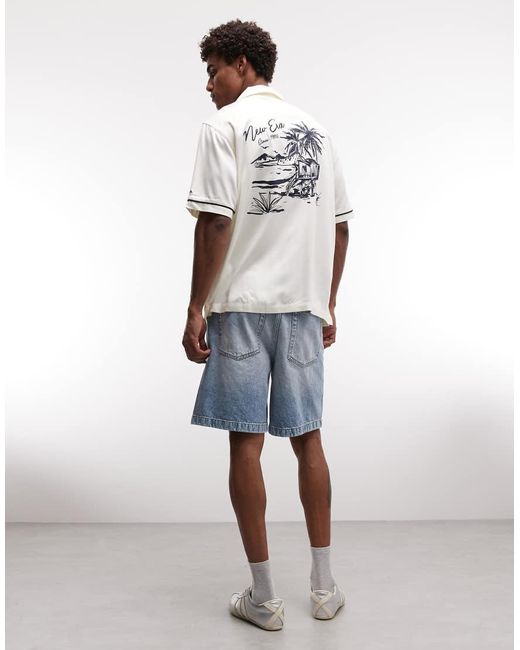 KTZ White Graphic Logo Short Sleeve Revere Shirt for men