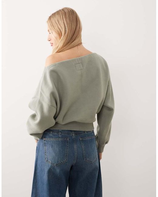 Abercrombie & Fitch Natural Mini Slash Neck Sweatshirt