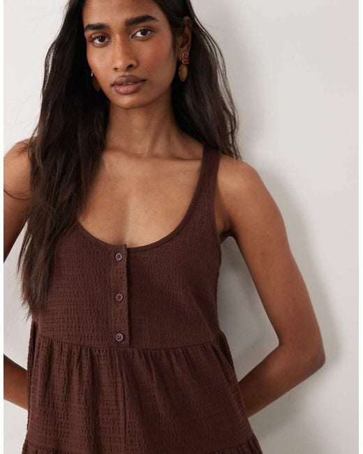 Miss Selfridge Brown Tiered Jersey Playsuit