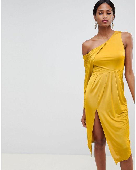 slinky one shoulder dress