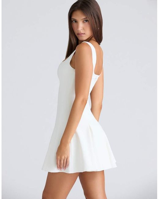 House Of Cb White Amelie Vintage Ivory Stretch Flare Mini Dress