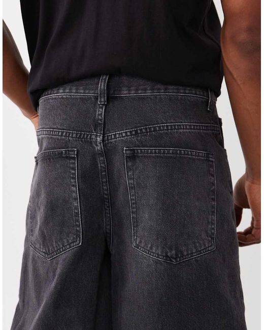 ASOS Black Longer Length Denim Jorts for men