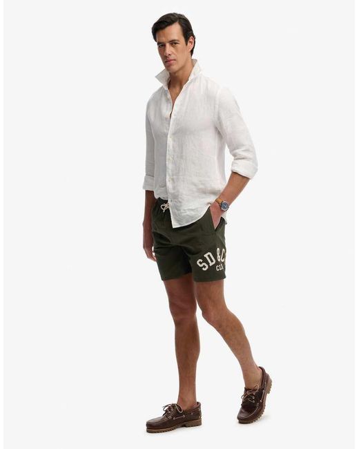 Superdry Green Printed Logo 16-Inch Swim Shorts for men