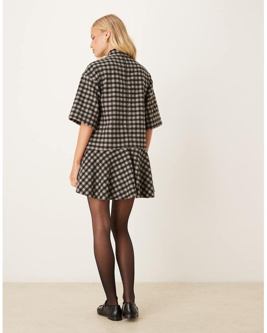 ASOS Black High Neck Short Sleeve Mini Dress With Dropped Waist