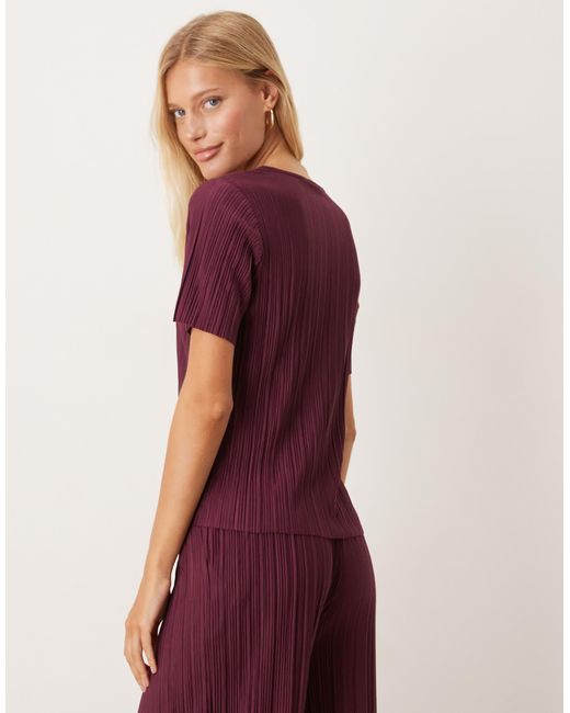 T-shirt plissé d'ensemble - bordeaux Vila en coloris Purple