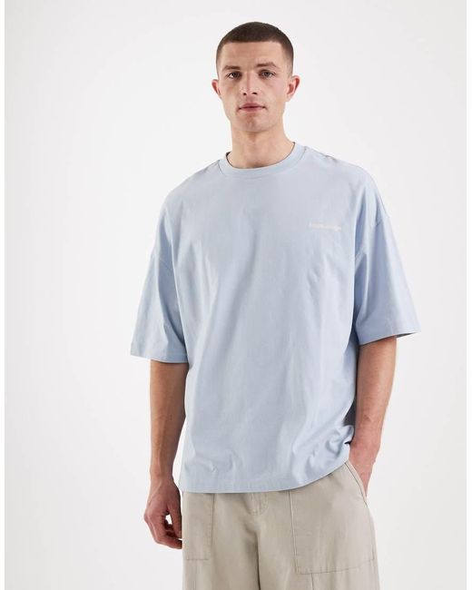 ASOS Blue Oversized T-Shirt With Chest Text Graphic for men