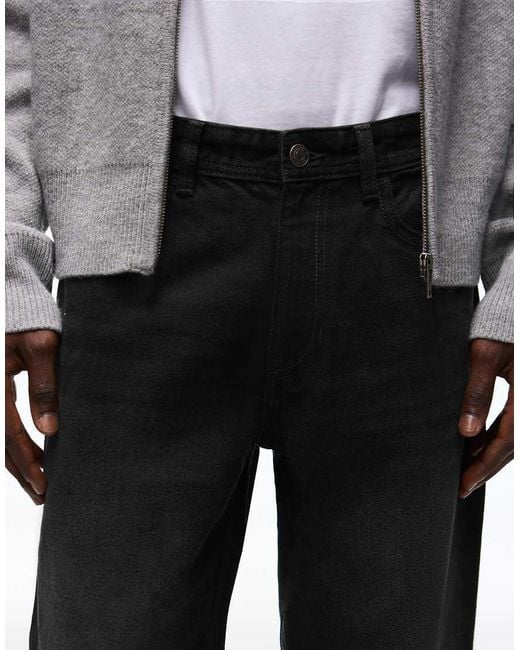 Bershka Black Straight-leg Jeans for men