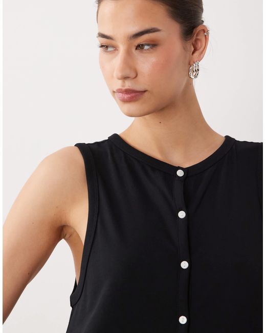 ASOS Black Button Through Jumpsuit With Pockets