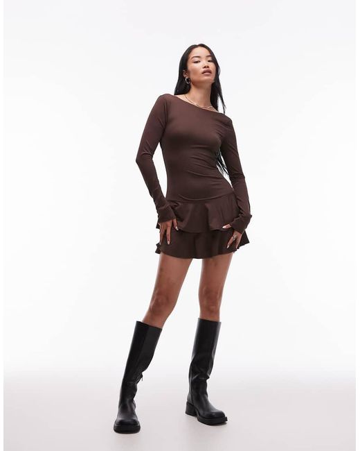 Nia Red Sienna Long Sleeve Slinky Dress