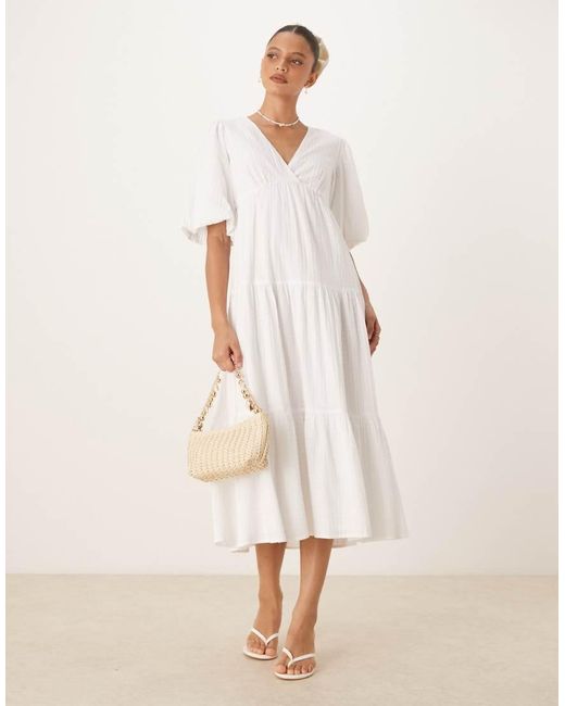 Nobody's Child Natural Roselena Tiered Midi Dress