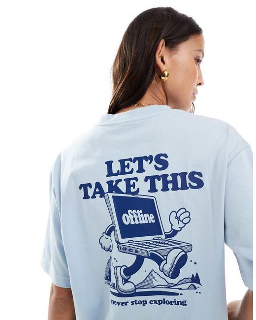 Camiseta Extragrande Con Estampado Trasero Explore De The North Face de color Blue