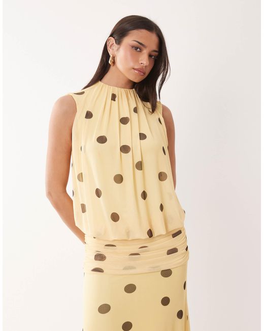 ASOS Mesh Blouson Maxi Dress With Ruched Dropped Waist Skirt in ...