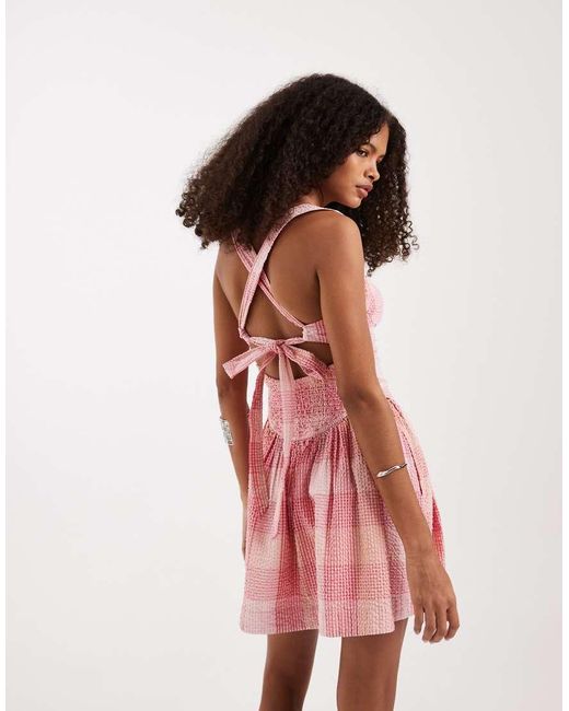 Free People Red Laurel Plaid Drop Waist Mini Dress