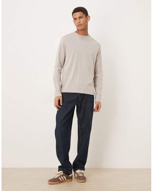 ASOS Natural Essentials Long Sleeve Regular Fit T-shirt for men