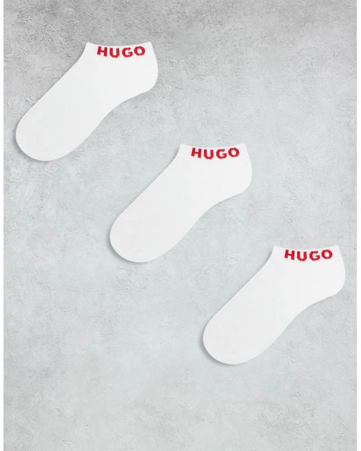 Boss White Hugo Bodywear 3 Pack Trainer Socks for men