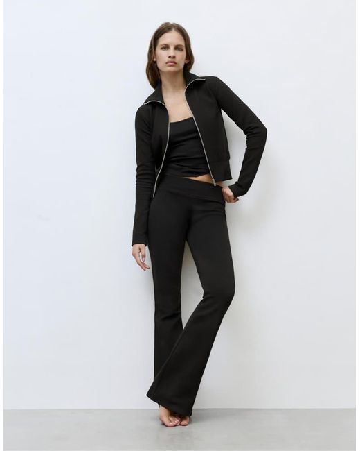 Pull&Bear Black Interlock Flared Trousers