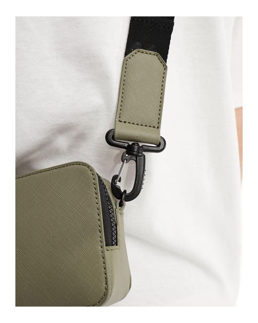 ASOS Green Faux Leather Cross Body Camera Bag for men