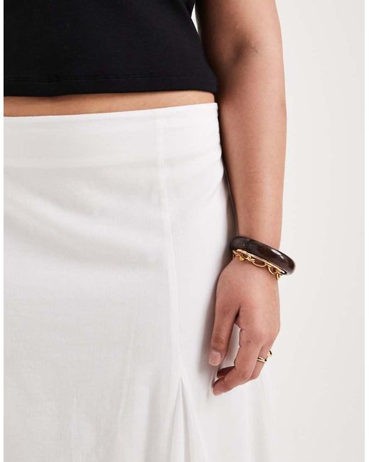 ASOS White Asos Design Curve Cotton Godet Maxi Skirt