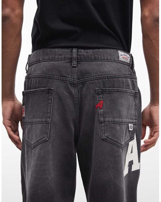 Aape By A Bathing Ape Blue Aape By A Bathing Ape Loose Fit Denim Jeans for men
