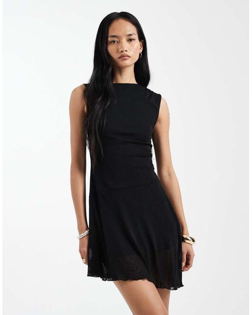 Cotton On Black Mesh Asymmetric Hem Mini Dress