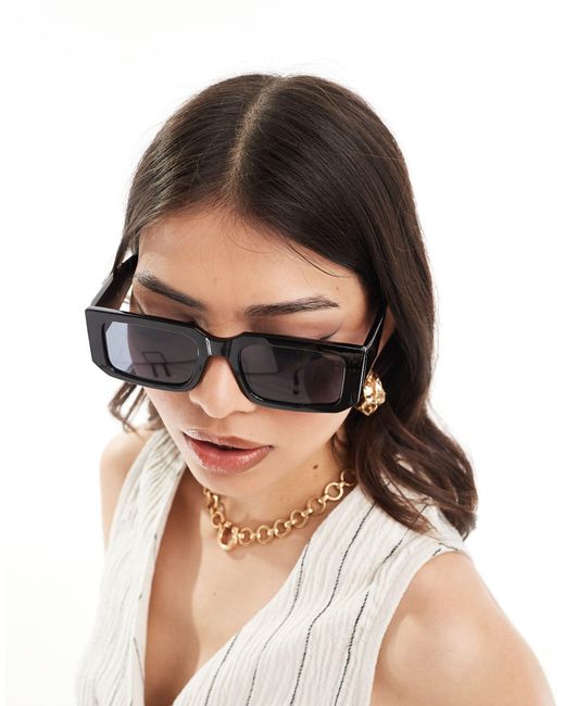 Vero Moda Black Chunky Rectangle Sunglasses