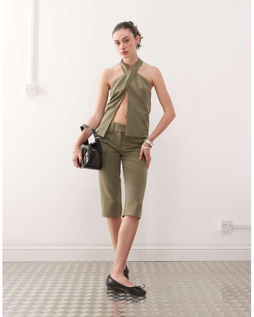 Collusion Natural Tailored Cargo Capri Co-ord