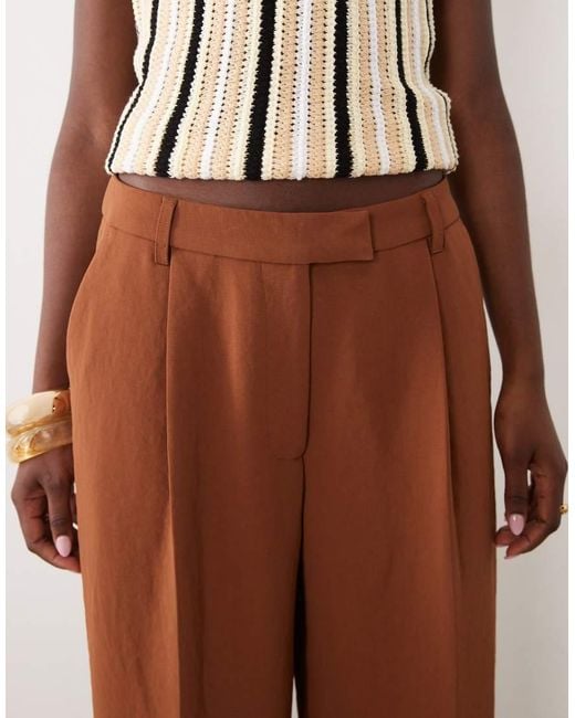 ASOS Brown Tailored Low Rise Fluid Mensy Trousers