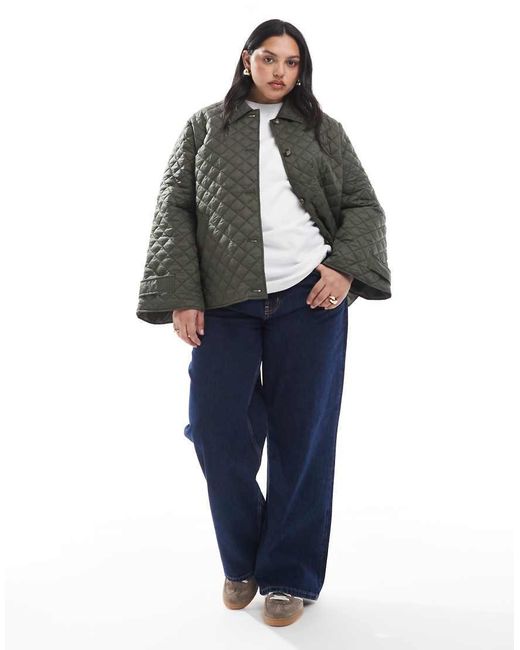 Vero Moda Green Button Down Quilted Jacket