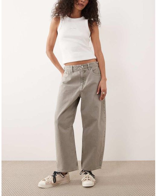 Calvin Klein Natural Cropped Barrel Leg Jean