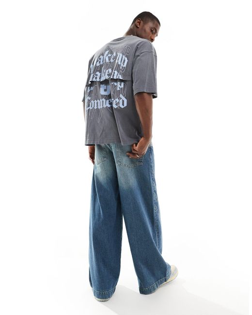 T-shirt à imprimé wake up - anthracite Bershka pour homme en coloris Blue