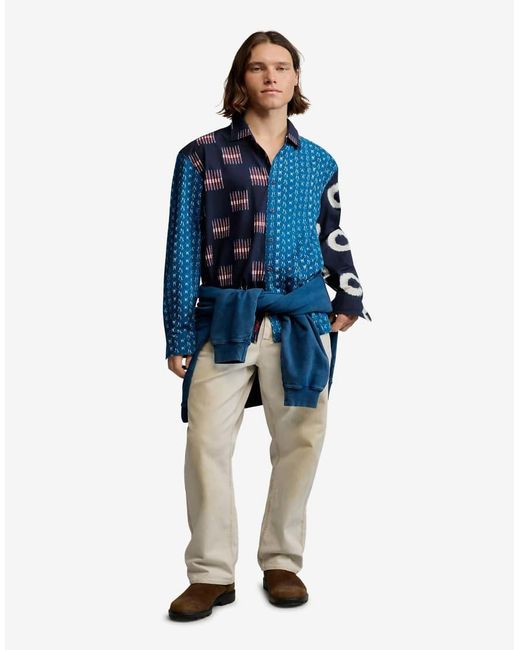 Desigual Blue Patch Printed Shirt for men