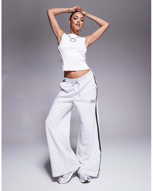 ASOS Gray Weekend Collective Wide Leg jogger With Lace Trim Detail
