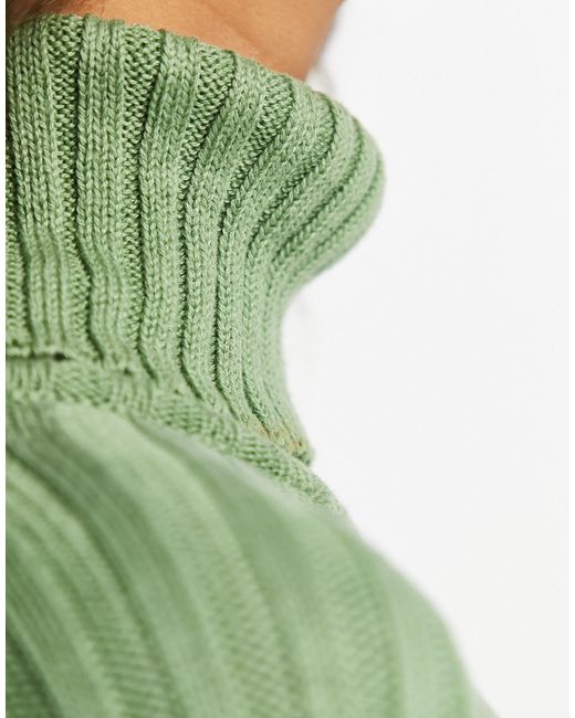 Y.A.S Green Knitted Roll Neck Midi Dress