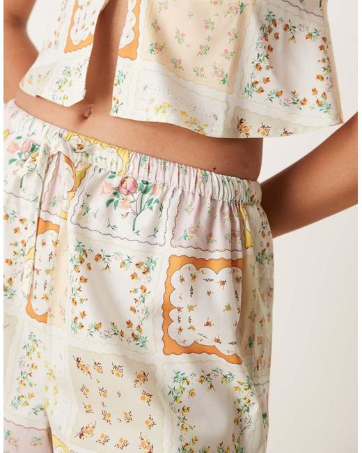 Aray Natural Patchwork Print Beach Short Co-ord