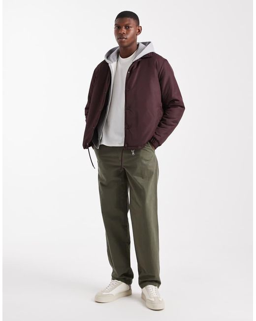 Brave Soul Purple Padded Button-down Short Jacket for men