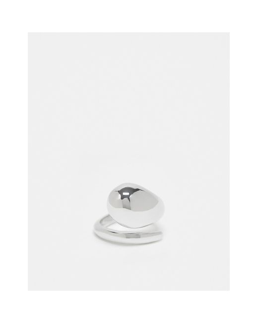 ASOS White Ring With Wraparound Bubble Design