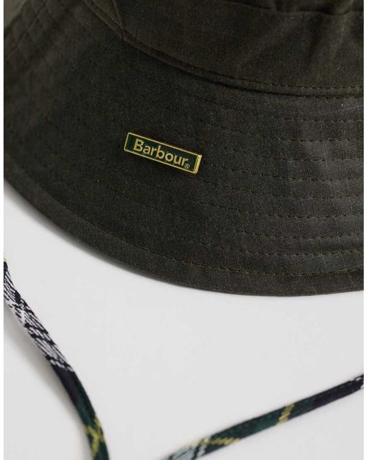 Barbour Green Spectator 6 Panel Logo Wax Bucket Hat for men