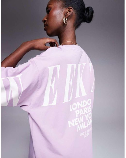 Vestido Y Blanco Estilo Camisera Con Logo Apilado En La Espalda De Weekend Collective-Morado ASOS de color Purple
