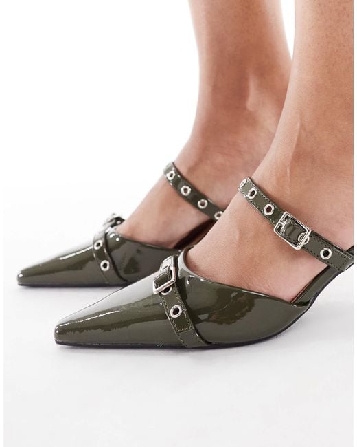 SEQWL Black Maybach Buckle Detail Mule Sandals