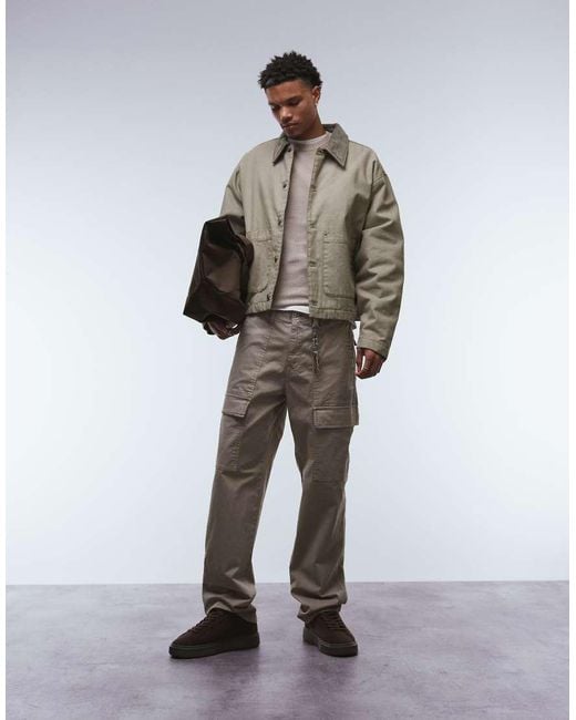 ASOS Natural Harrington Jacket With Quilted Lining for men