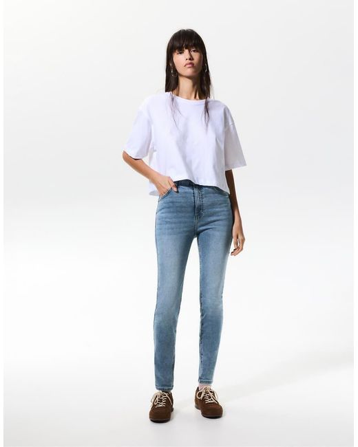 Pull&Bear Blue High-waist Skinny Jeans